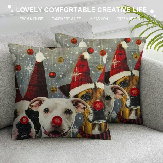 Throw Pillow Covers Merry Christmas Xmas Square Pillowcases for Home Decor Sofa Car Bedroom Cute Dogs Animals Design Pillow Cases