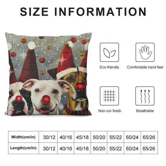 Throw Pillow Covers Merry Christmas Xmas Square Pillowcases for Home Decor Sofa Car Bedroom Cute Dogs Animals Design Pillow Cases