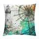 Throw Pillow Covers Nautical Sailboat Compass Ocean Lighthouse Sketch Anchor Seabirds Modern Square Pillowcase for Home Decor Sofa Car Bedroom Pillow case