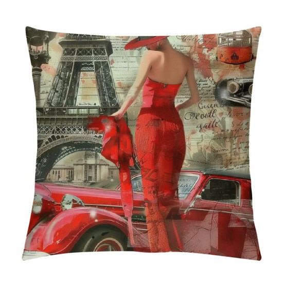 PHYHOO Throw Pillow Covers French Vintage Style Square Pillowcase for Home Decor Sofa Car Bedroom Pillow case