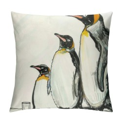 PHYHOO Cute Penguins Throw Pillow Covers Hand Drawn Cute Animal Art Design Square Pillowcases for Home Decor Sofa Car Bedroom Pillow case