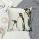 PHYHOO Cute Penguins Throw Pillow Covers Hand Drawn Cute Animal Art Design Square Pillowcases for Home Decor Sofa Car Bedroom Pillow case