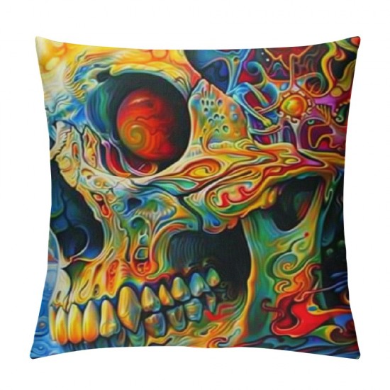 PHYHOO Throw Pillow Covers Skull Fantasy Square Pillowcases for Home Decor Sofa Car Bedroom Pillow Cases