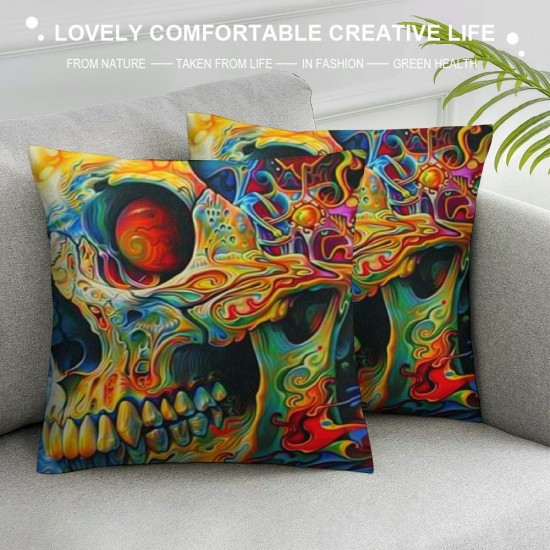 PHYHOO Throw Pillow Covers Skull Fantasy Square Pillowcases for Home Decor Sofa Car Bedroom Pillow Cases