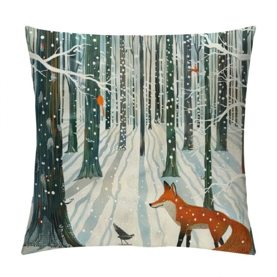 Throw Pillow Covers Winter Forest and Square Pillowcase for Home Decor Sofa Car Bedroom Pillow case