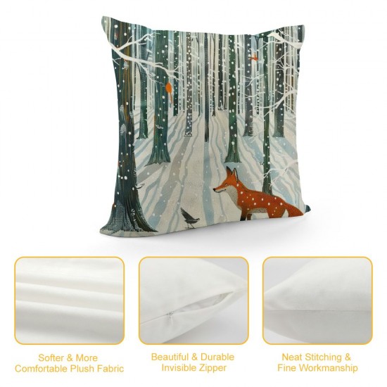 Throw Pillow Covers Winter Forest and Square Pillowcase for Home Decor Sofa Car Bedroom Pillow case