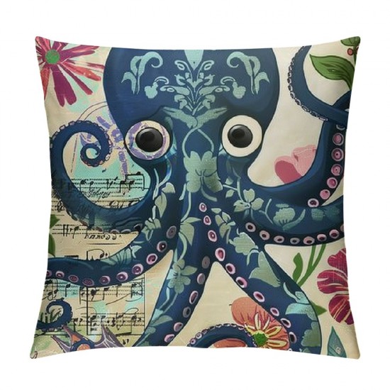 Throw Pillow Covers Cute Octopus Sea Life Cartoon Vintage Design Square Pillowcase for Home Decor Sofa Car Bedroom Pillow case