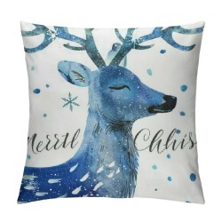 Throw Pillow Covers Merry Christmas Xmas Square Pillowcases for Home Decor Sofa Car Bedroom Blue Elk Snowflakes Pillow Cases