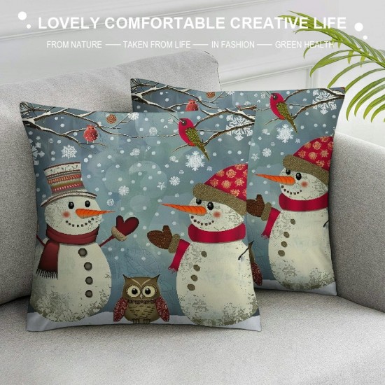 Throw Pillow Covers Cute Snowman Love Square Pillowcase for Home Decor Sofa Car Bedroom Pillow case