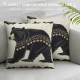 PHYHOO Rustic Bear Throw Pillow Covers for Kids Boys Girls,Hunting Bear Pillow Covers,Western Tribal Aztec Cushion Covers,Geometric Checkered Lattice Square Pillow Cases for Bed