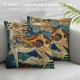 PHYHOO   Deer Throw Pillow Covers ，Oriental Aesthetic Art Pillow Covers Retro Exoticism Cushion Covers Room Decor Cloud Decorative Pillow Covers,Brown Blue