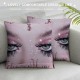 Eyelash Throw Pillow Covers,Stylish Pink Pillow Covers for Teens Girls Adult,Eyelash Aesthetic Cushion Covers,(No Glitter No )Makeup Eyelash Accent Pillow Cases