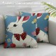 Bunny Throw Pillow Covers ,Easter Rabbit Pillow Covers for Kids,Cute Pet Animals Cushion Covers,Spring Floral Soft Decorative Square Pillow Cases Bedroom Decor,Blue