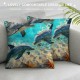 Cute Dolphin Throw Pillow Covers for Kids Boys Girls,Beach Starfish Pillow Covers , Cushion Covers,Tropical Decorative Square Pillow Cases