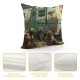 Happy Camping Throw Pillow Covers ,Bear Hunting Themed Pillow Covers,Camper Car Cushion Covers,Woodland Adventure Decorative Pillow Covers for Sofa Bed Couch,Green