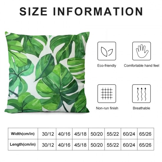 Palm Leaf Throw Pillow Covers,Tropical Leaves Pillow Covers for Kids, Oil Painting Cushion Covers, Banana Leaves Decorative Pillow Covers Soft