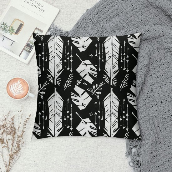 Cushion Covers Exotic Bohemian Pillow Covers Black White Boho Throw Pillow Covers for Couch Geometric Ethnic Decorative Square Pillow Cases