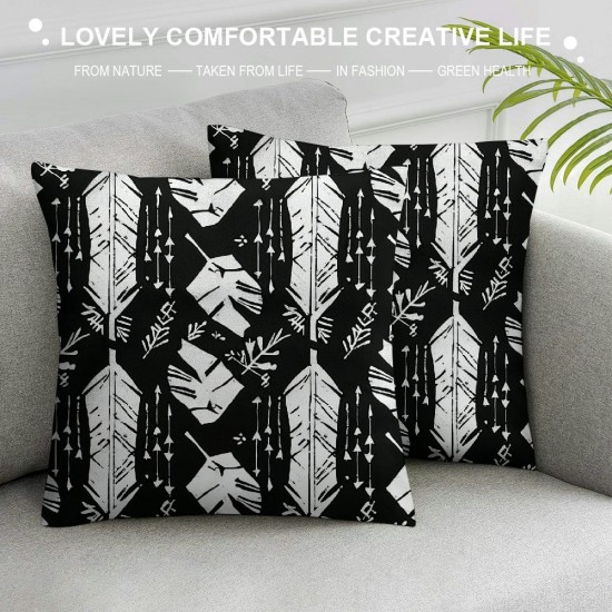 Cushion Covers Exotic Bohemian Pillow Covers Black White Boho Throw Pillow Covers for Couch Geometric Ethnic Decorative Square Pillow Cases