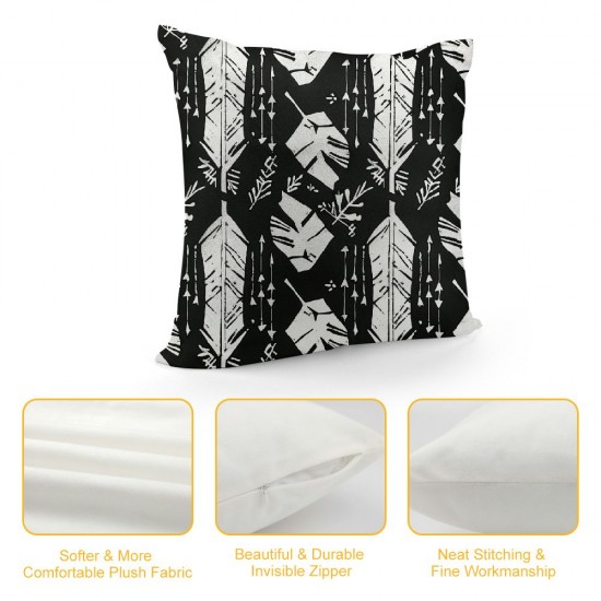 Cushion Covers Exotic Bohemian Pillow Covers Black White Boho Throw Pillow Covers for Couch Geometric Ethnic Decorative Square Pillow Cases