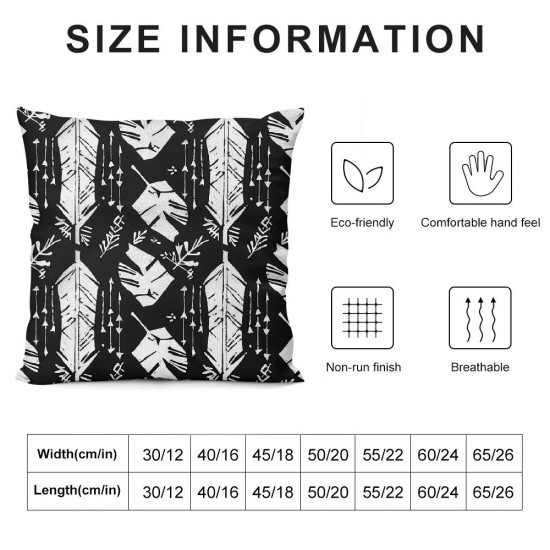 Cushion Covers Exotic Bohemian Pillow Covers Black White Boho Throw Pillow Covers for Couch Geometric Ethnic Decorative Square Pillow Cases