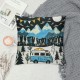 PHYHOO  Happy Camping Throw Pillow Covers  for Kids Man Woman,Sun and Moon Pillow Covers ,Camper Cushion Covers Soft,Jungle Tree Mountain Decorative Pillow Covers