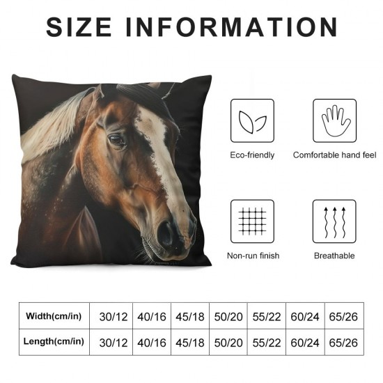 Brown Horse Throw Pillow Covers , Pillow Covers,Wild Farmhouse Animal Cushion Cases,Rustic Kawaii Decorative Accent Pillow Cases,Bedroom Decor