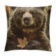 Kids Bear Pillow Covers For Kids Boys Girls Cute Brown Bear Throw Pillow Covers ,Funny Jungle Animal Cushion Cases Maple Leaf Tree Decorative Pillow Covers Reversible Soft