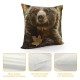 Kids Bear Pillow Covers For Kids Boys Girls Cute Brown Bear Throw Pillow Covers ,Funny Jungle Animal Cushion Cases Maple Leaf Tree Decorative Pillow Covers Reversible Soft