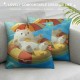 Kids Cute Bear Throw Pillow Covers White Bear Pillow Covers Swimming Pool Cushion Covers Cartoon Animal Vacation Decorative Pillow Covers,Blue Yellow Bedroom Decor