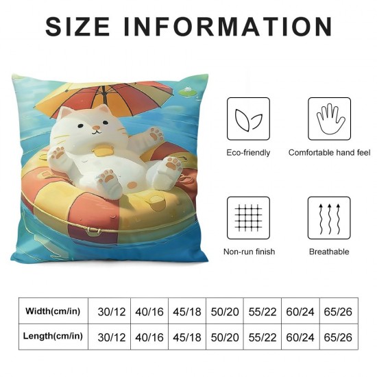 Kids Cute Bear Throw Pillow Covers White Bear Pillow Covers Swimming Pool Cushion Covers Cartoon Animal Vacation Decorative Pillow Covers,Blue Yellow Bedroom Decor