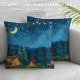 PHYHOO  Kids Camping Throw Pillow Covers,Blue Starry Sky Pillow Covers for Kids Boys Girls,Happy Camping Cushion Covers,Western Rustic Farmhouse Decorative Pillow Covers