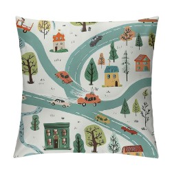 Cute Car Soft Pillow Covers,Cartoon Truck Throw Pillow Covers for Kids,City Landscape Road Cushion Covers, Car Excavator Decorative Pillow Covers for Chair,Colourful