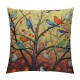 Personalized Abstract Trees and Birds Square Decorative Pillowcases Print Zippered Throw Pillow Covers