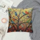 Personalized Abstract Trees and Birds Square Decorative Pillowcases Print Zippered Throw Pillow Covers