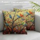 Personalized Abstract Trees and Birds Square Decorative Pillowcases Print Zippered Throw Pillow Covers