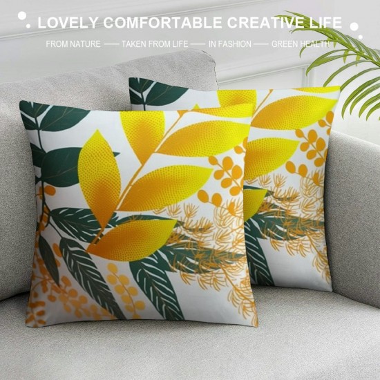 Style Leaf Pattern Pillowcase for Home Decoration, Digital Printed Square Cushion Cover, Perfect for Living Room and Bedroom Pillowcase