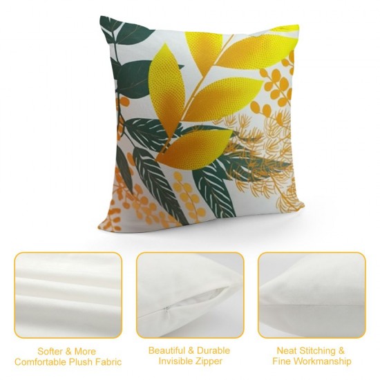 Style Leaf Pattern Pillowcase for Home Decoration, Digital Printed Square Cushion Cover, Perfect for Living Room and Bedroom Pillowcase