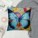 Cushion Cover Case Watercolor Blue Butterfly and Flower ,Decorative Throw Pillow Case for Sofa Couch Bed Chair