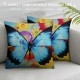 Cushion Cover Case Watercolor Blue Butterfly and Flower ,Decorative Throw Pillow Case for Sofa Couch Bed Chair