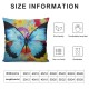 Cushion Cover Case Watercolor Blue Butterfly and Flower ,Decorative Throw Pillow Case for Sofa Couch Bed Chair