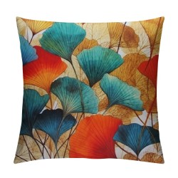 Throw Pillow Covers Square,Soft Two Sides Print Ginkgo Leaf Decorative Pillows Case for Couch,Bed,Living Room,Car