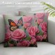 Flower Decor Butterfly Fliying on The Short Plush Square Throw Waist Pillow Case Decorative Cushion Cover Pillowcase Sofa