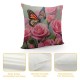 Flower Decor Butterfly Fliying on The Short Plush Square Throw Waist Pillow Case Decorative Cushion Cover Pillowcase Sofa