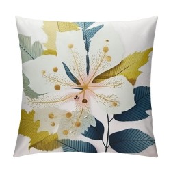 Luxurious Style Leaf Pattern Pillowcase for Home Decoration, Digital Printed Square Cushion Cover, Perfect for Living Room and Bedroom Pillowcase