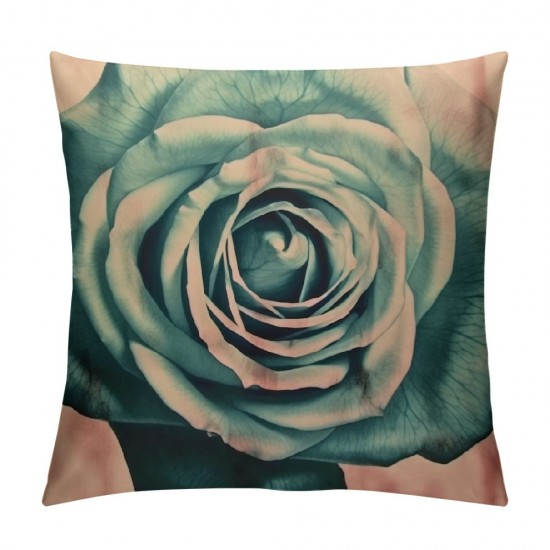 Vintage Rose Throw Pillow Covers Green Art Floral Square Pillowcases Cushion Cover for Room Sofa Chair Bed Home Decor