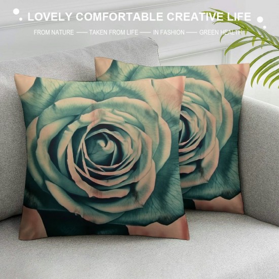 Vintage Rose Throw Pillow Covers Green Art Floral Square Pillowcases Cushion Cover for Room Sofa Chair Bed Home Decor