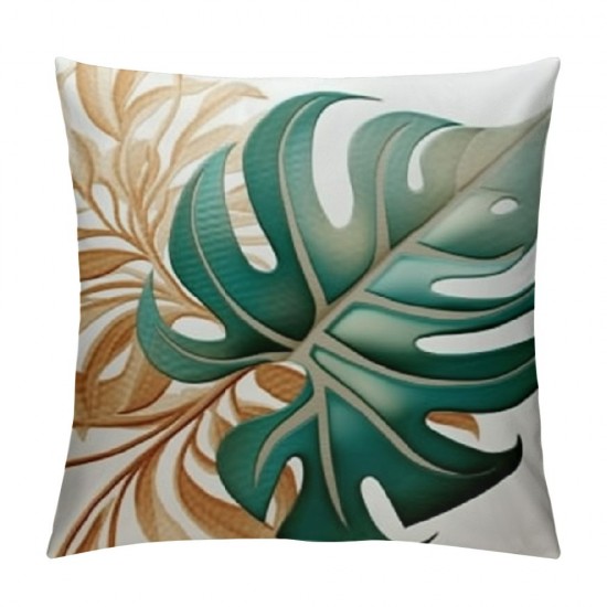 Style Leaf Pattern Pillowcase for Home Decoration, Digital Printed Square Cushion Cover, Perfect for Living Room and Bedroom Pillowcase