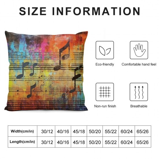 Throw Pillow Cover Colorful Collage with and The Violin Clef Decorative Pillow Cases Home Decor Square Pillowcases