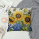 Farmhouse Floral Pillow Cover, Sunflower Pillow Cover,Yellow Sunflower with Green Leaves Yellow Decorative Summer Throw Pillow Covers,Outdoor Home Decor