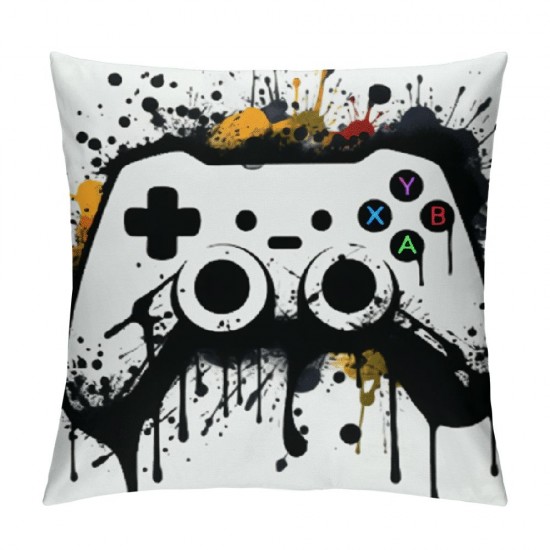 White Game Joystick Gamepad Throw Pillow Covers Decorative Square Pillowcase Soft Cushion Covers for Sofa Couch Bed Home Decor, Multiple Sizes Available